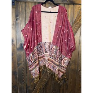Nurture Cardigan Shawl Kimono Paisley Fringe Hem